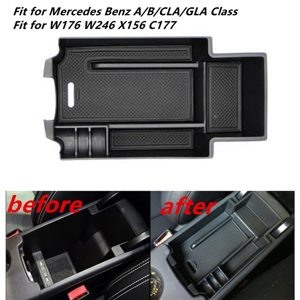 กล่องเก็บของพลาสติก ที่พักแขนซ้าย อุปกรณ์เสริม สําหรับรถยนต์ Mercedes Benz A B CLA GLA Class W176 W246 X156 C177