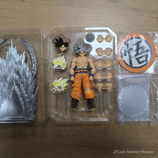 โมเดลดราก้อนบอล Super Son Goku Free Extreme Will Gong SHF สีเงิน ขยับได้