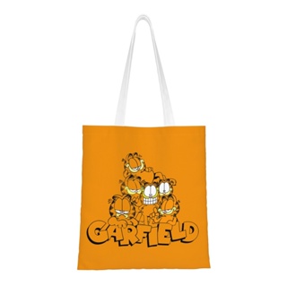 Garfield กระเป๋าผ้าแคนวาส กระเป๋าแล็ปท็อป ขนาดใหญ่ นํากลับมาใช้ใหม่ได้ สําหรับผู้ชาย ผู้หญิง