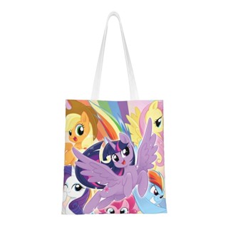 My Little Pony กระเป๋าผ้าแคนวาส กระเป๋าแล็ปท็อป ขนาดใหญ่ นํากลับมาใช้ใหม่ได้ สําหรับผู้หญิง ผู้ชาย