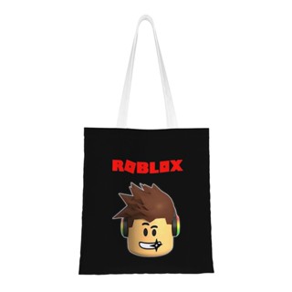 Robloxs กระเป๋าผ้าใบ กระเป๋าแล็ปท็อป ขนาดใหญ่ นํากลับมาใช้ใหม่ได้ สําหรับผู้หญิง ผู้ชาย