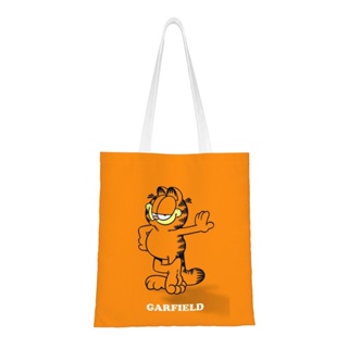 Garfield กระเป๋าผ้าแคนวาส กระเป๋าแล็ปท็อป ขนาดใหญ่ นํากลับมาใช้ใหม่ได้ สําหรับผู้ชาย ผู้หญิง