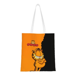 Garfield กระเป๋าผ้าแคนวาส กระเป๋าแล็ปท็อป ขนาดใหญ่ นํากลับมาใช้ใหม่ได้ สําหรับผู้ชาย ผู้หญิง