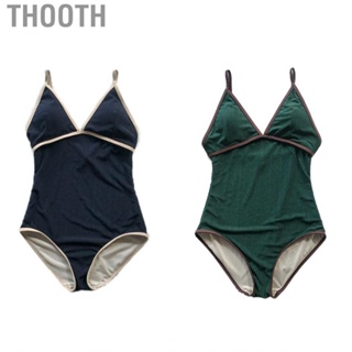 Thooth Women s One Piece Swimwear V Neck Retro Simple  for Tropical Vacation Summer Beach Pool Honeymoon