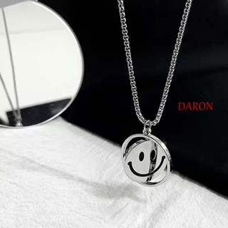 Daron สร้อยคอโช้คเกอร์ ทรงกลม ลายหน้ายิ้ม OT หัวเข็มขัดหมุนได้ สไตล์ฮิปฮอป สําหรับผู้หญิง