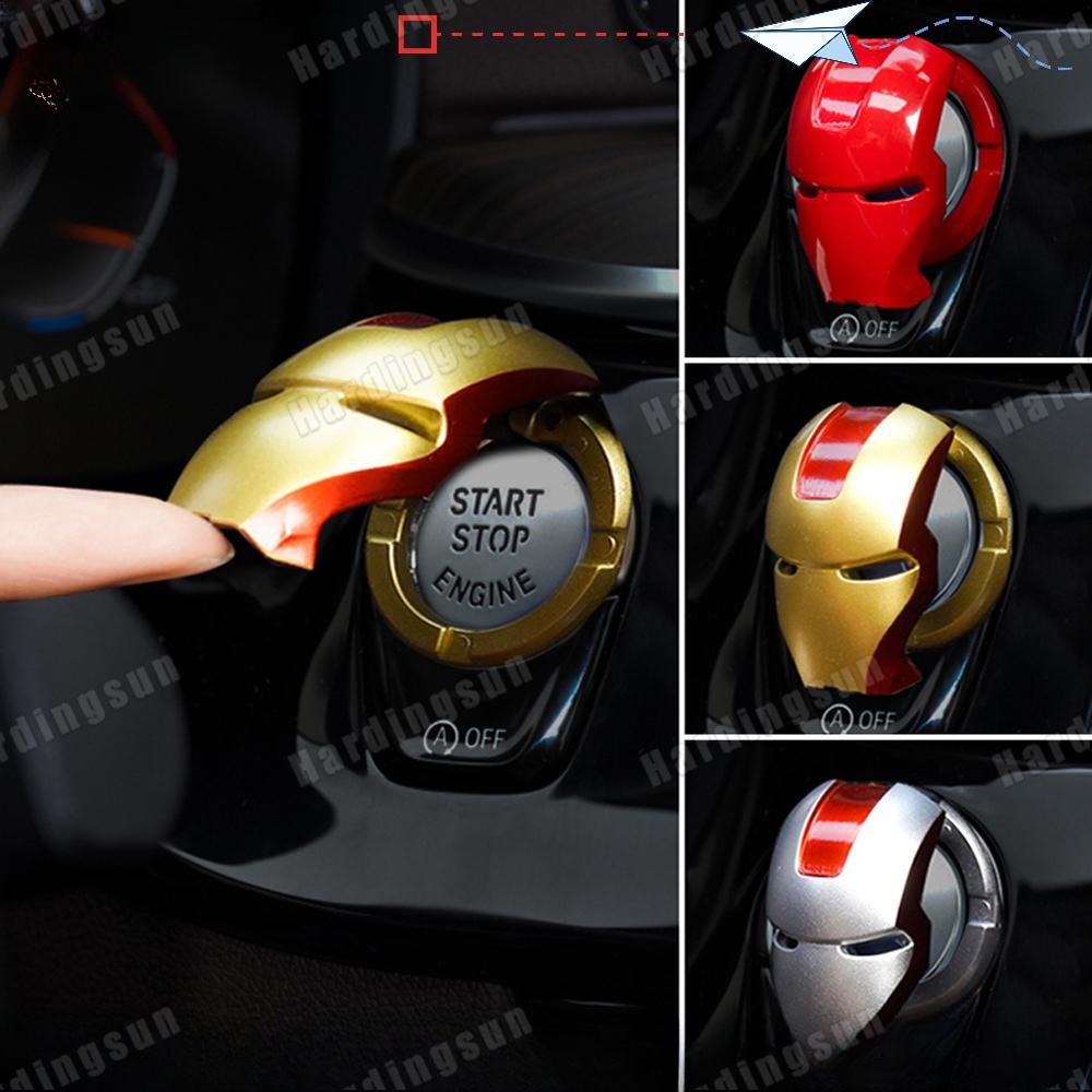 Hot One-Key Engine Start แฟชั่นสติกเกอร์ Trim เริ่มต้นปุ่มสวิทช์ฝาครอบอุปกรณ์เสริม 3D อะไหล่รถยนต์ Cool Iron ภายในรถเครื่องยนต์จุดระเบิด