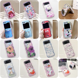 เคสโทรศัพท์ซิลิโคน TPU นิ่ม แบบใส กันกระแทก ลายการ์ตูนคลื่น สําหรับ Samsung Galaxy Z Flip 5 Z Flip 4 5G Z Flip 3