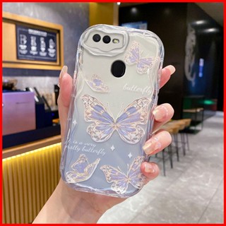 เคส OPPO F9 เคส OPPO A5s เคส OPPO a12 A7 เคสโทรศัพท์มือถือ tpu แบบใส ลายผีเสื้อ สีฟ้า สําหรับ TYNY