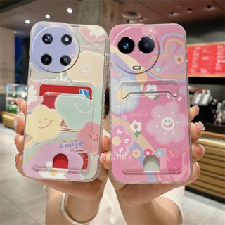 พร้อมส่ง เคสโทรศัพท์มือถือ ซิลิโคนนิ่ม กันรอยเลนส์กล้อง ลายหน้ายิ้ม พร้อมช่องใส่บัตร สําหรับ Realme 11 NFC Realme11 Pro Pro+ Plus C51 4G 5G