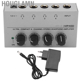 Houglamn 4 Channel Headphone Amplifier Stereo  Splitter With Adapter EU Plug HBH