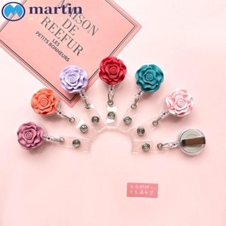 Martin คลิปหนีบป้ายชื่อ ลายดอกกุหลาบ 6 สี ดึงง่าย สําหรับพนักงาน สํานักงาน