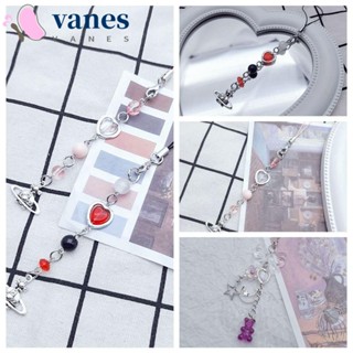 Vanes1 โซ่คล้องโทรศัพท์มือถือ ประดับโบว์ ดาวเคราะห์ ดาวเคราะห์ ดวงจันทร์ หมี แฮนด์เมด 15 ซม.