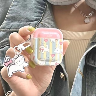 เคสหูฟังบลูทูธไร้สาย ลายแมว สีเหลือง สีฟ้า สําหรับ airpods 3rd Generation 1 2