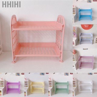 Hhihi 2 Layer Desktop Shelf Side Guardrail Design Foldable Double Stacking Cosmetic Stationery Storage Holder