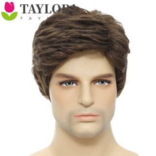 Taylor1 วิกผมสั้น หยิกหยักศก สีน้ําตาลธรรมชาติ สําหรับผู้ชาย