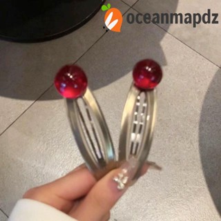 Oceanmapdz กิ๊บติดผม รูปหัวใจ กรดอะซิติก สไตล์เกาหลี เรียบง่าย พลอยเทียม ใส ของขวัญ