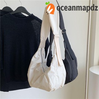 Oceanmapdz กระเป๋าเกี๊ยวลําลอง โพลีเอสเตอร์ ความจุขนาดใหญ่ สีพื้น สะพายไหล่ ปรับได้ เรียบง่าย เดินทาง