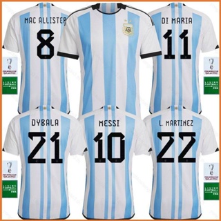 เสื้อกีฬาแขนสั้น ลายทีมชาติฟุตบอล Messi Di Maria Martinez Dybala YT3 22-23 World Cup Argentina ชุดเหย้า TY3