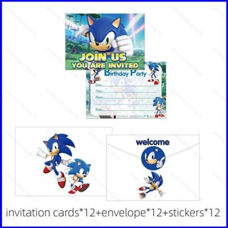 Gp1 สติกเกอร์การ์ดเชิญ Sonic The Hedgehog PG1 สําหรับตกแต่งซองจดหมาย ปาร์ตี้วันเกิด 36 ชิ้น