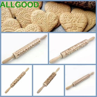 Allgoods ลูกกลิ้งไม้แกะสลัก ลายคริสต์มาส เกล็ดหิมะ สําหรับทําบิสกิต