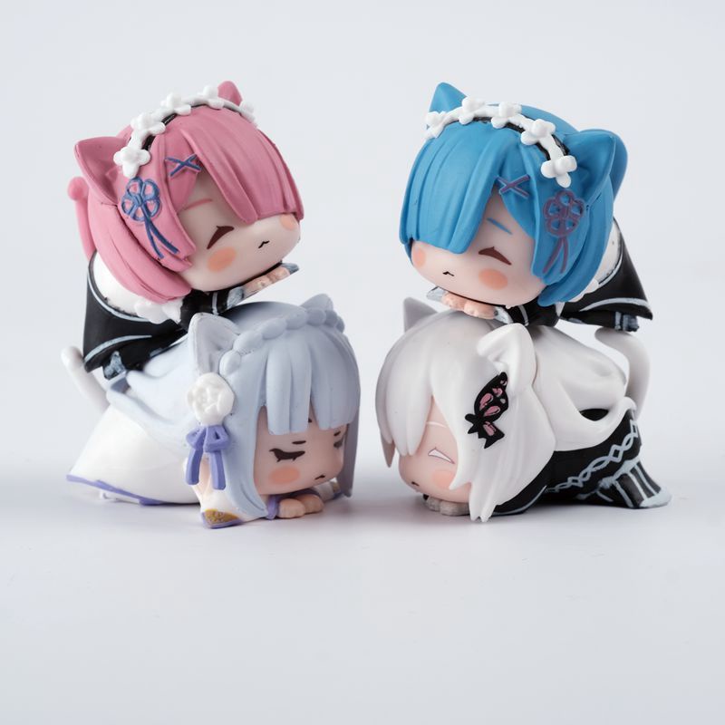 Re:Zero  ชีวิตเริ่มต้นในอีกโลกหนึ่งรุ่น Q Cat-Eared Rem และ Emilia Figure จาก Re:Zero ชีวิตเริ่มต้นใ