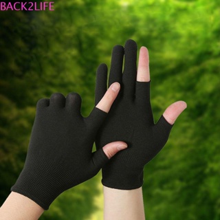 Back2life ถุงมือไนล่อน ผู้ชาย กีฬาขับรถ ระบายอากาศ แสดงสามนิ้วขี่จักรยานกลางแจ้ง ป้องกันแสงแดด สีพื้น ถุงมือหยิบชา ป้องกันการลื่นไถล ถุงมือ