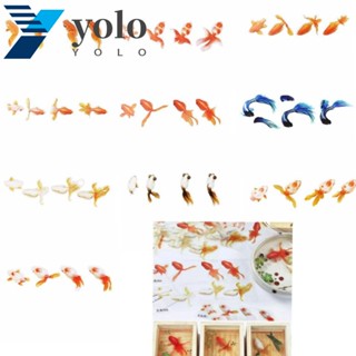 Yolo สติกเกอร์ฟิล์มใส รูปปลาทอง 3D เหมือนจริง สําหรับติดตกแต่งโทรศัพท์มือถือ DIY 5 ชิ้น