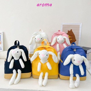 Aroma กระเป๋าเป้สะพายหลัง กระเป๋านักเรียน ลายตุ๊กตากระต่าย ความจุขนาดใหญ่ สําหรับเด็กอนุบาล