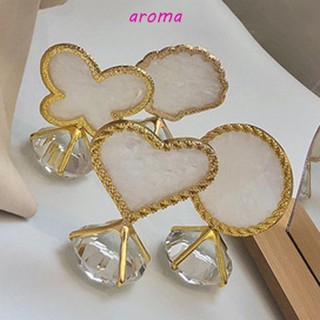 Aroma ชั้นวางเครื่องประดับ จานสี ทรงกลม ประดับเพชร รูปหัวใจ สําหรับโชว์เล็บ