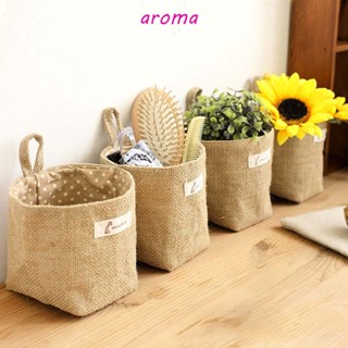 Aroma ตะกร้าผ้าฝ้ายลินิน แบบพับได้ สําหรับตกแต่งบ้าน ห้องนอน ครอบครัว