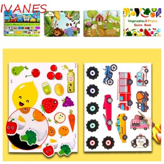 Ivanes หนังสือกิจกรรม DIY รูปผัก และรถยนต์ เพื่อการศึกษา สําหรับเด็กวัยหัดเดิน