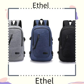 Ethel1 กระเป๋าเป้สะพายหลัง ผ้าแคนวาส กันน้ํา กันขโมย ขนาดใหญ่ ทนทาน สีเทา สีฟ้า สีดํา สําหรับใส่แล็ปท็อป เดินทาง