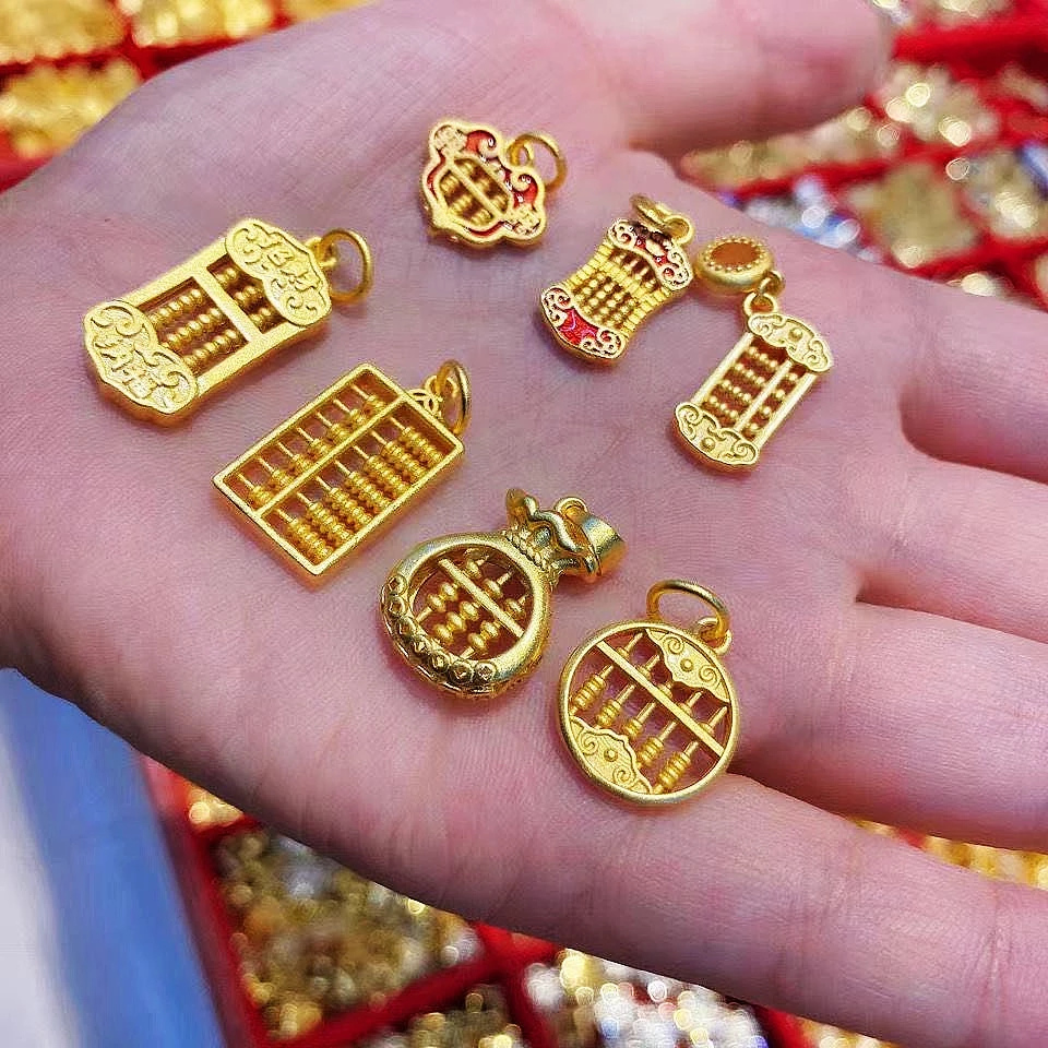 เครื่องประดับ สร้อยคอ สร้อยข้อมือ จี้ลูกคิดรูยี่ สีทอง แฮนด์เมด diy thumbnail 4