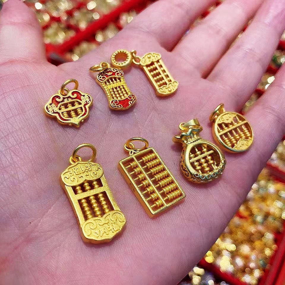 เครื่องประดับ สร้อยคอ สร้อยข้อมือ จี้ลูกคิดรูยี่ สีทอง แฮนด์เมด diy thumbnail 3