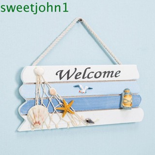 Sweetjohn ป้ายไม้ Welcome สไตล์มหาสมุทร สําหรับแขวนตกแต่งประตูบ้าน