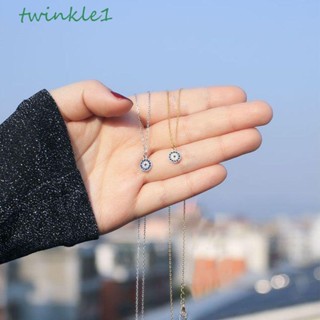 Twinkle1 สร้อยคอแฟชั่น จี้โลหะ รูปดวงตาชั่วร้าย สีโรสโกลด์ สีเงิน