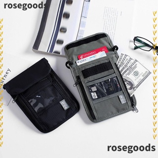 Rosegoods1 RFID กระเป๋าใส่หนังสือเดินทาง ID กระเป๋าเอกสาร อเนกประสงค์ กันน้ํา แบบพกพา เดินทาง