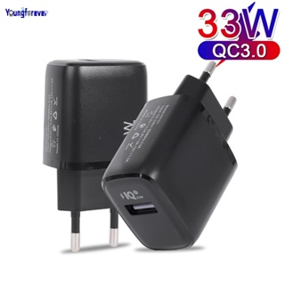 ปลั๊กชาร์จ USB C 33W QC 3.0 EU US UK แบบพกพา ขนาดเล็ก ชาร์จเร็ว