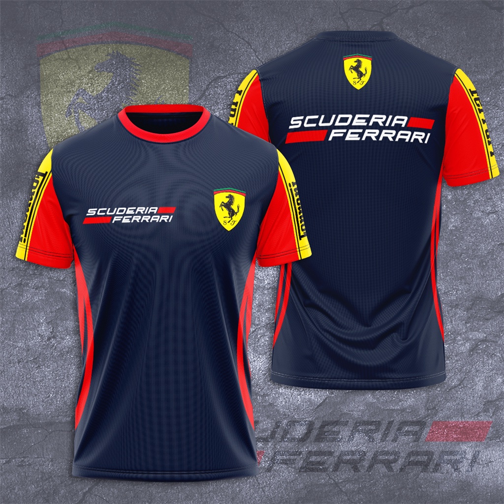 ใหม่ เสื้อยืดลําลอง แขนสั้น พิมพ์ลาย Scuderia Ferrari 3 มิติ โอเวอร์ไซซ์ แฟชั่นฤดูร้อน สําหรับผู้ชาย ผู้หญิง