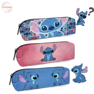 กระเป๋าดินสอ ขนาดใหญ่ พิมพ์ลายการ์ตูน Stitch สีดํา เหมาะกับสํานักงาน และโรงเรียน