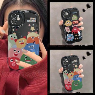 เคส iPhone 14 13 12 11 Pro Max X XR XS Max 8 7 6 6S Plus SE 2020 iPhone14 iPhone13 iPhone11 iPhone12 relief frame Monster Family Soft Black Case