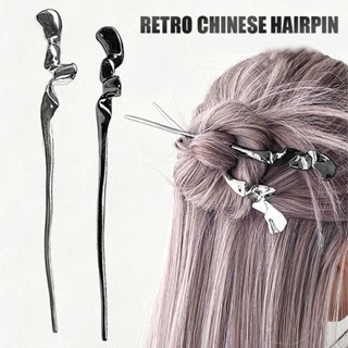 New Retro Chinese Hairpin Geometric Hair Fork Vintage Metal Hairpins Hair Stick