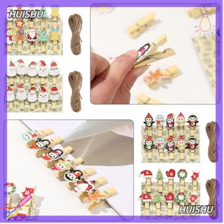 Hs คลิปไม้หนีบบัตร พร้อมเชือกป่าน DIY สําหรับตกแต่งบ้าน 10 ชิ้น ต่อชุด