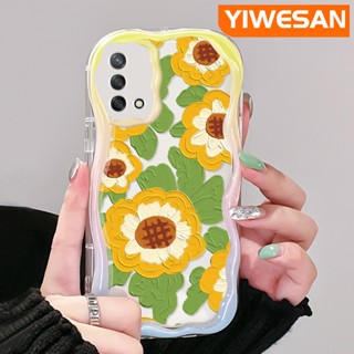 เคสโทรศัพท์มือถือ ซิลิโคนนิ่ม ใส กันกระแทก ลายภาพวาดสีน้ํามัน รูปดอกทานตะวัน สําหรับ OPPO A74 4G A95 4G F19 F19S Reno 6 Lite