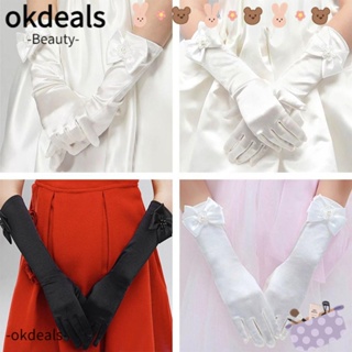 Okdeals ถุงมือยาว ถุงมือเจ้าหญิง การแสดงเต้นรํา สําหรับเด็ก ใส่ชุดแต่งงาน เวที