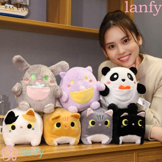 Lanfy หมอนตุ๊กตานุ่ม รูปการ์ตูนแมวแพนด้า ทรงสี่เหลี่ยม คุณภาพสูง ของขวัญวันวาเลนไทน์ สําหรับเด็กผู้หญิง