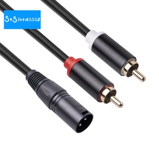 Xlr To Dual RCA สายเคเบิ้ลเสียง A1 XLR Male 3 Pin To Dual RCA Male Plug Stereo Audio Cable เครื่องขยายเสียงปลั๊กผสม AV Cable 1M