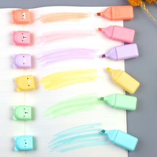 Mohamm ปากกาเน้นข้อความ สีมาการอง ขนาดเล็ก สําหรับตกแต่งสมุดภาพ โรงเรียน DIY 6 ชิ้น