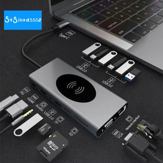 15 in 1 อะแดปเตอร์ฮับ USB Type C เป็น HDMI ไร้สาย ชาร์จ USB 3.0 Type C