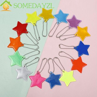 Somedayzl พวงกุญแจสะท้อนแสง จี้ดาว ป้ายเตือน สีสันสดใส กลางคืน จราจร พวงกุญแจ อุปกรณ์เสริมความปลอดภัยที่มองเห็นได้